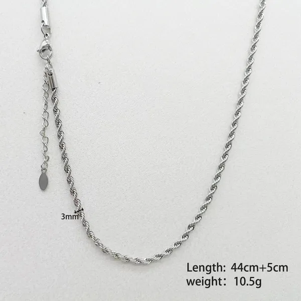Stainless Steel Silver Color Rope Chain Necklace