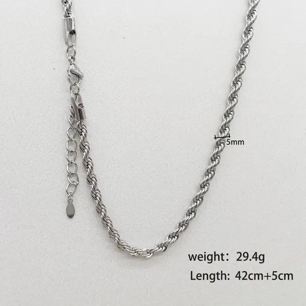 Stainless Steel Silver Color Rope Chain Necklace