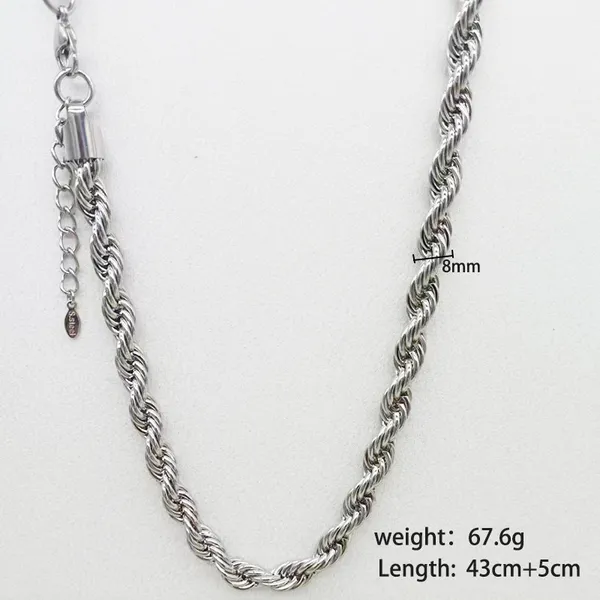 Stainless Steel Silver Color Rope Chain Necklace