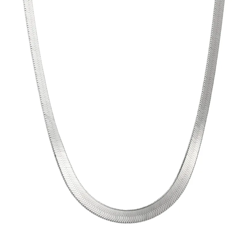 Stainless Steel Hyposensitivity Flat Snake Chain Necklace