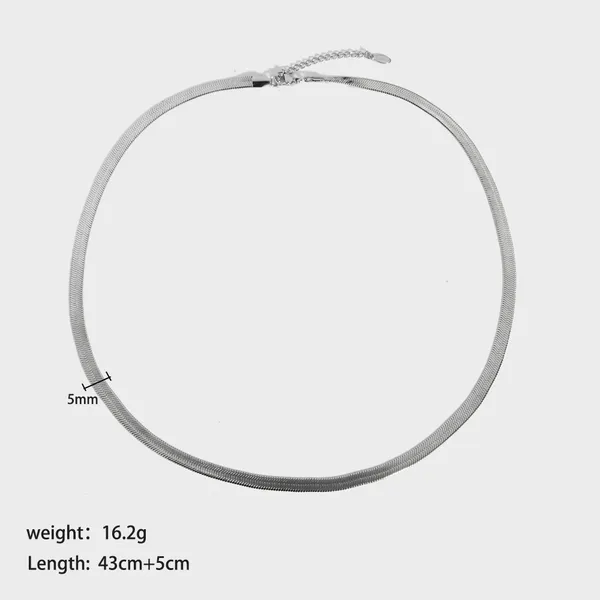 Stainless Steel Hyposensitivity Flat Snake Chain Necklace