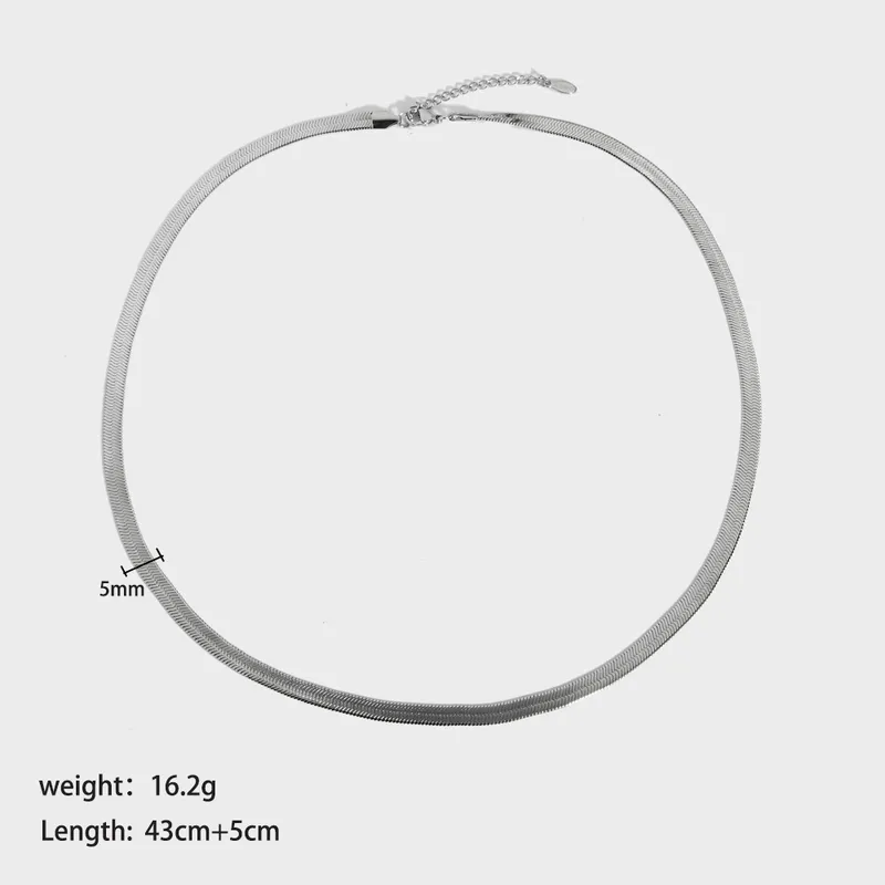 Stainless Steel Hyposensitivity Flat Snake Chain Necklace