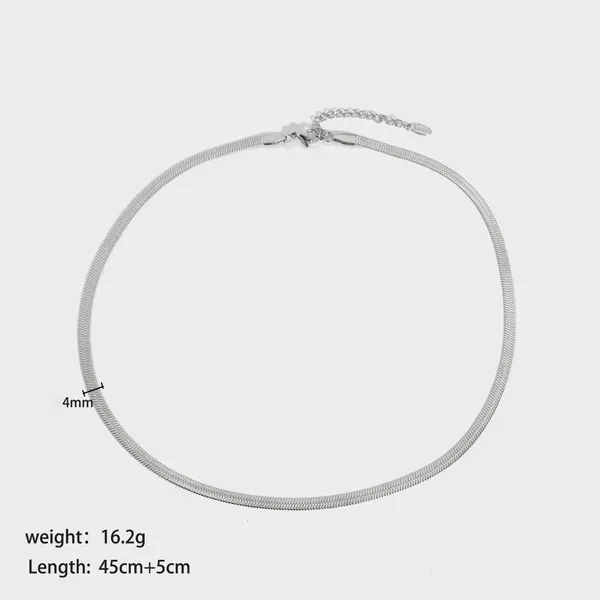Stainless Steel Hyposensitivity Flat Snake Chain Necklace
