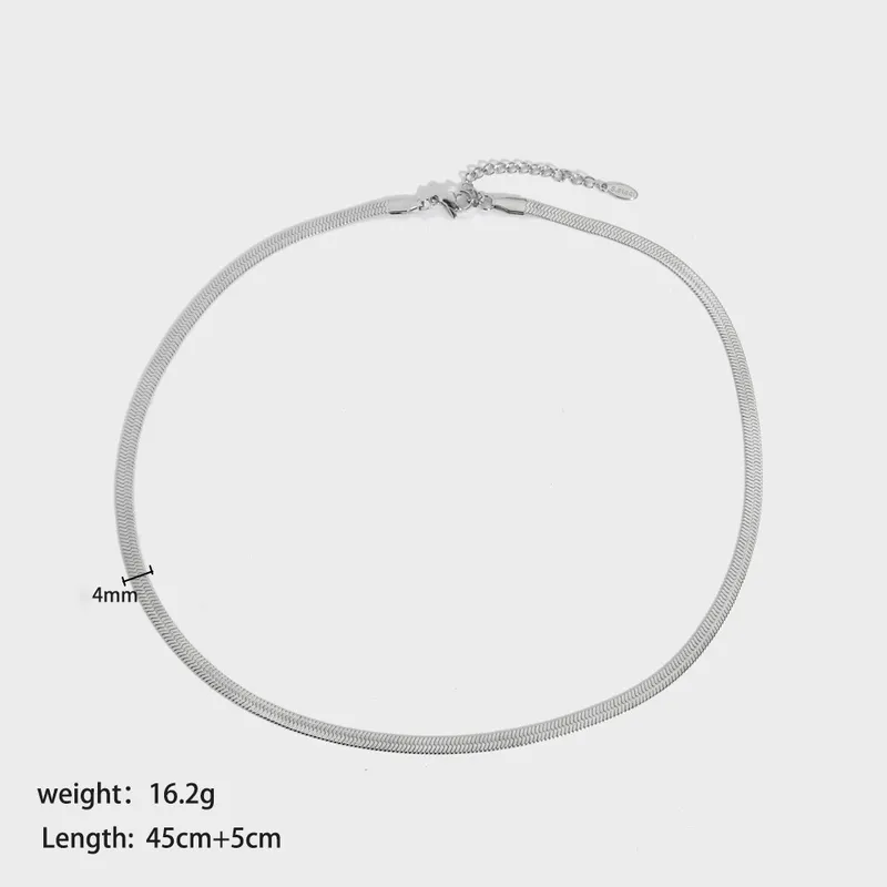 Stainless Steel Hyposensitivity Flat Snake Chain Necklace