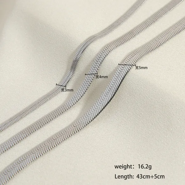 Stainless Steel Hyposensitivity Flat Snake Chain Necklace