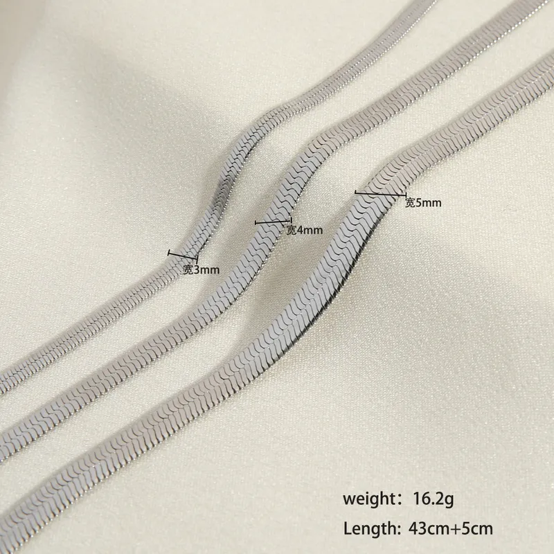 Stainless Steel Hyposensitivity Flat Snake Chain Necklace