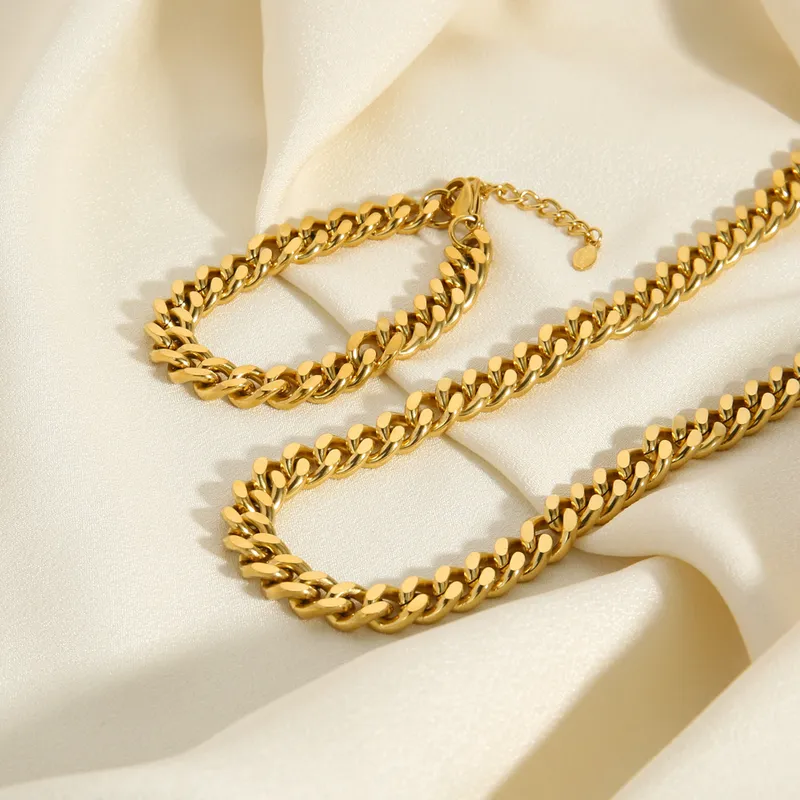 Women Stainless Steel Fancy Cuban Chain Necklace