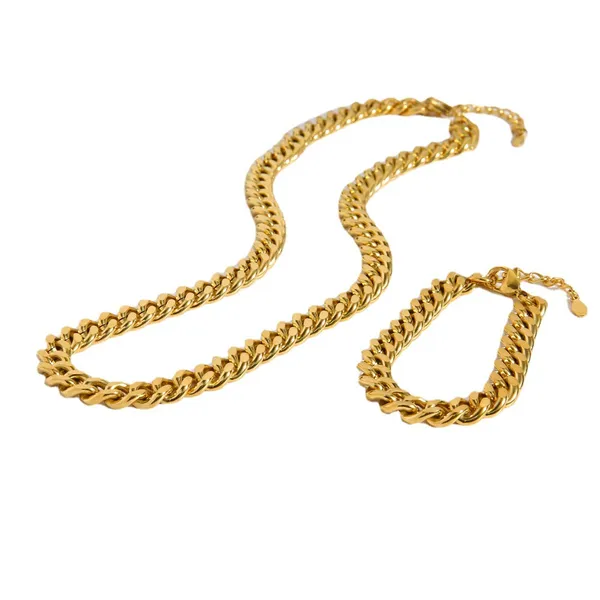 Women Stainless Steel Fancy Cuban Chain Necklace