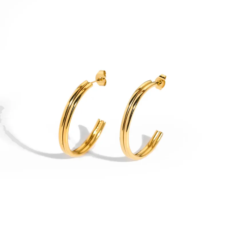 18K Gold Plating Women Fashion Hoops Earrings
