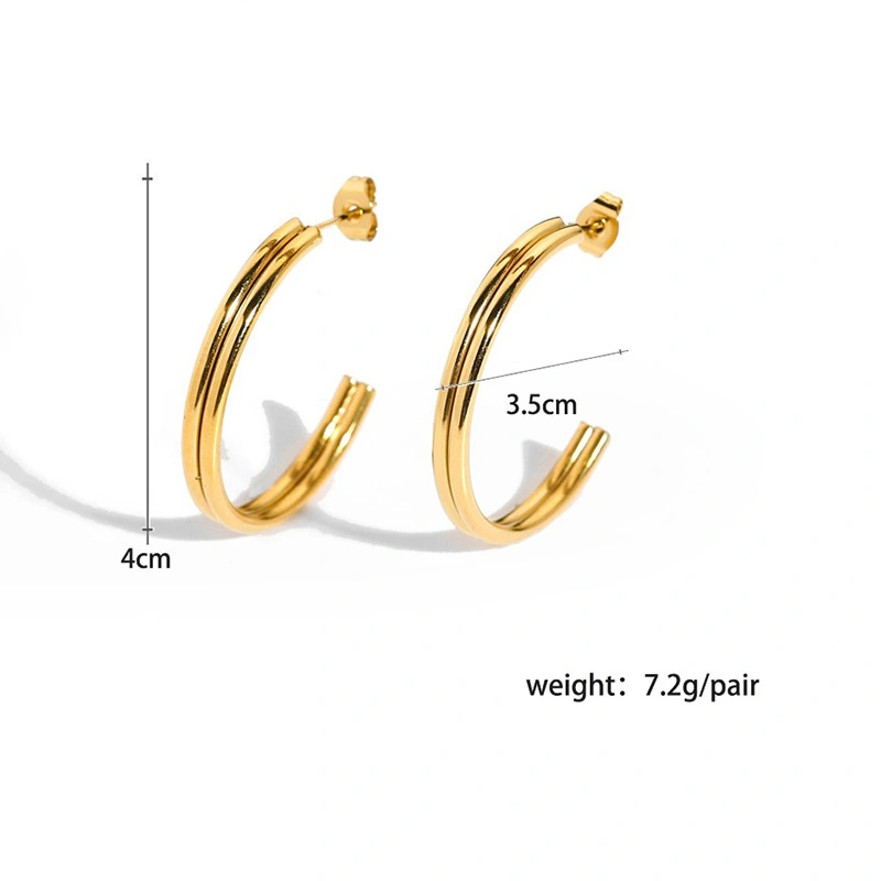 18K Gold Plating Women Fashion Hoops Earrings