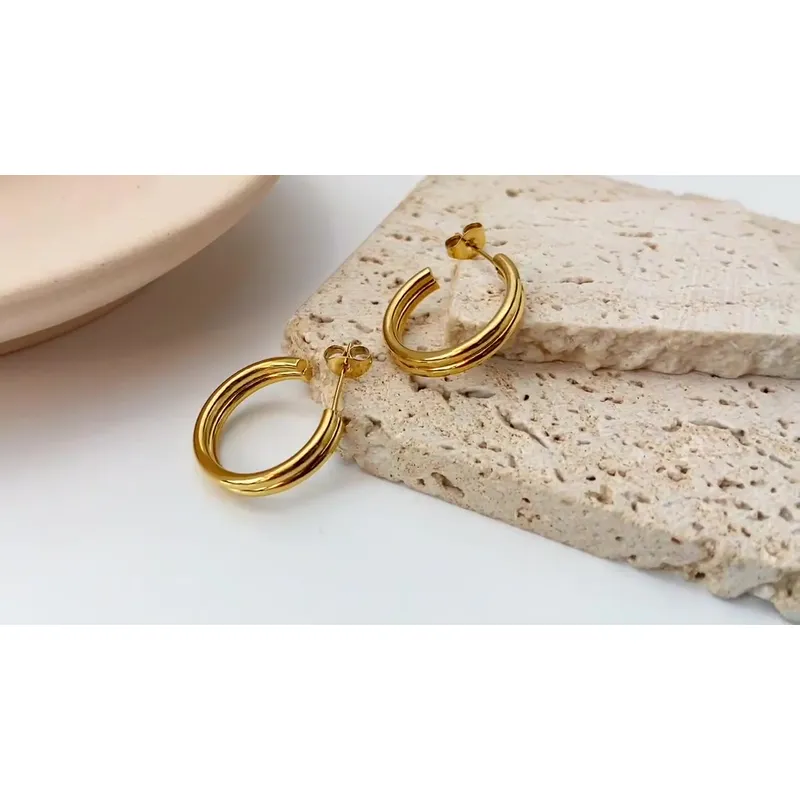 18K Gold Plating Women Fashion Hoops Earrings
