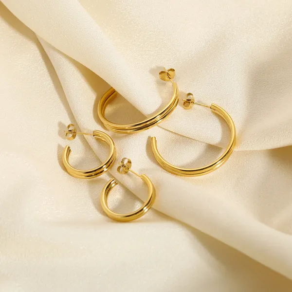 18K Gold Plating Women Fashion Hoops Earrings