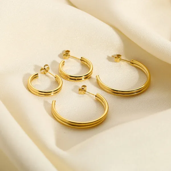 18K Gold Plating Women Fashion Hoops Earrings