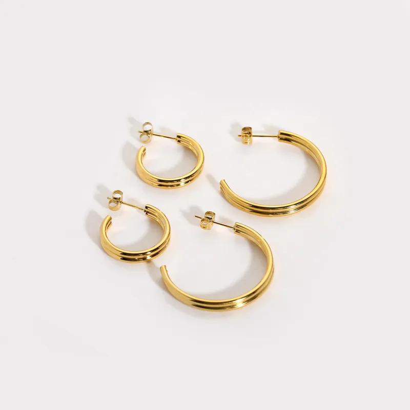 18K Gold Plating Women Fashion Hoops Earrings