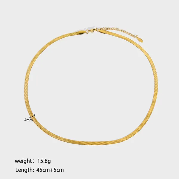 Stainless Steel Gold Plated Flat Snake Chain Necklace