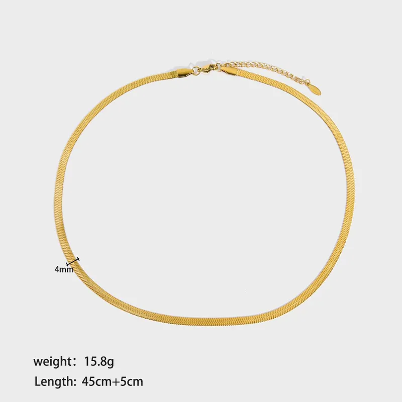 Stainless Steel Gold Plated Flat Snake Chain Necklace