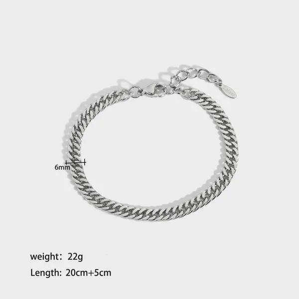 6mm Large Size Flat Sqaure Cuban Chain Necklace