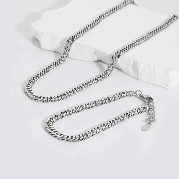 6mm Large Size Flat Sqaure Cuban Chain Necklace