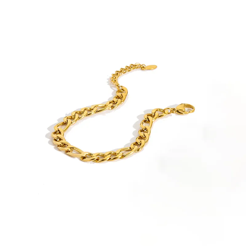 18K Gold Plated Stainless Steel Figaro Chain Bracelet