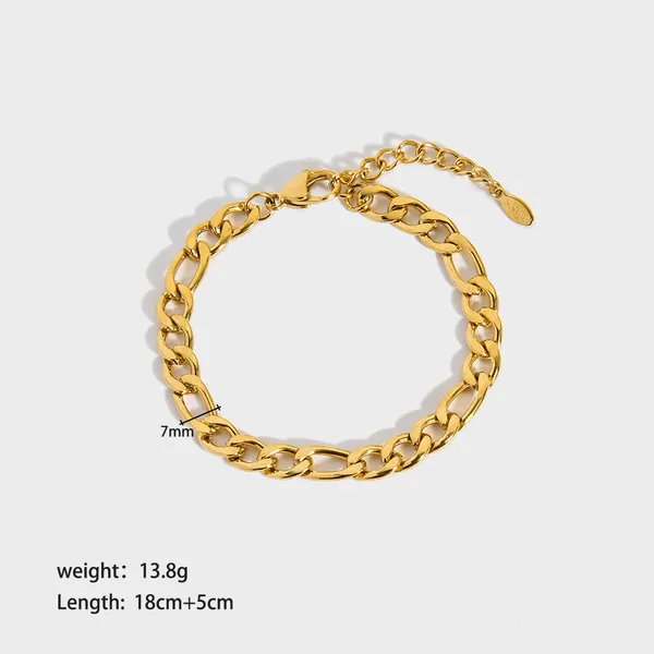 18K Gold Plated Stainless Steel Figaro Chain Bracelet