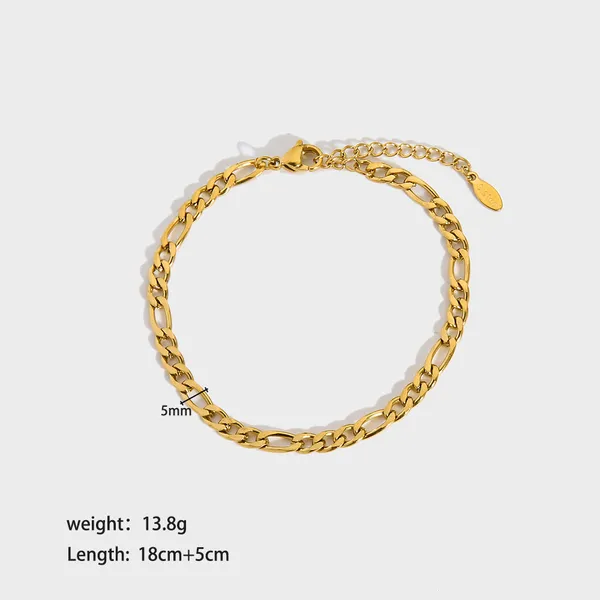 18K Gold Plated Stainless Steel Figaro Chain Bracelet