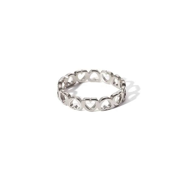 Stainless Steel Gold Plated Consecutive Heart Ring