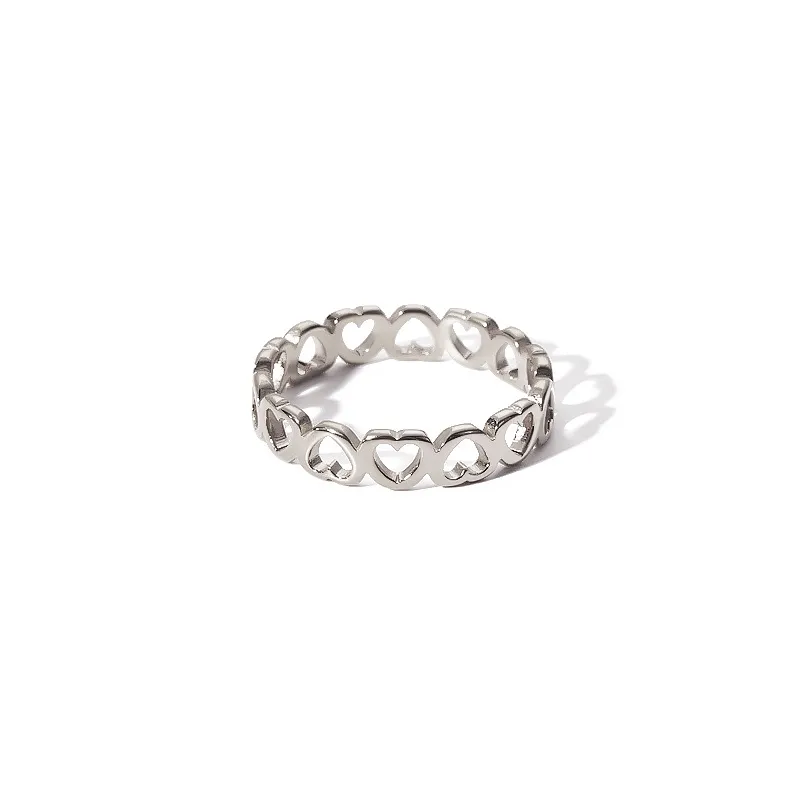 Stainless Steel Gold Plated Consecutive Heart Ring