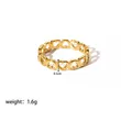 Stainless Steel Gold Plated Consecutive Heart Ring