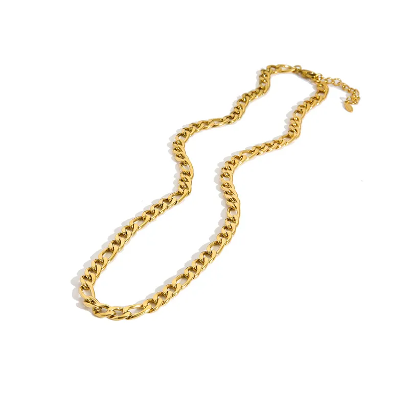 Women Jewelry Large Stainless Steel Figaro Necklace