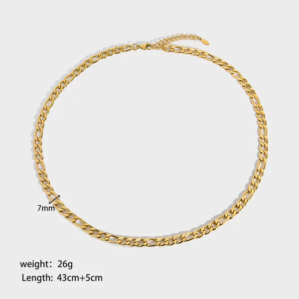 Women Jewelry Large Stainless Steel Figaro Necklace