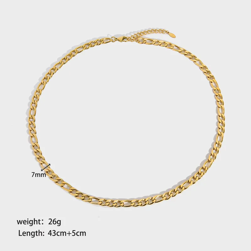 Women Jewelry Large Stainless Steel Figaro Necklace
