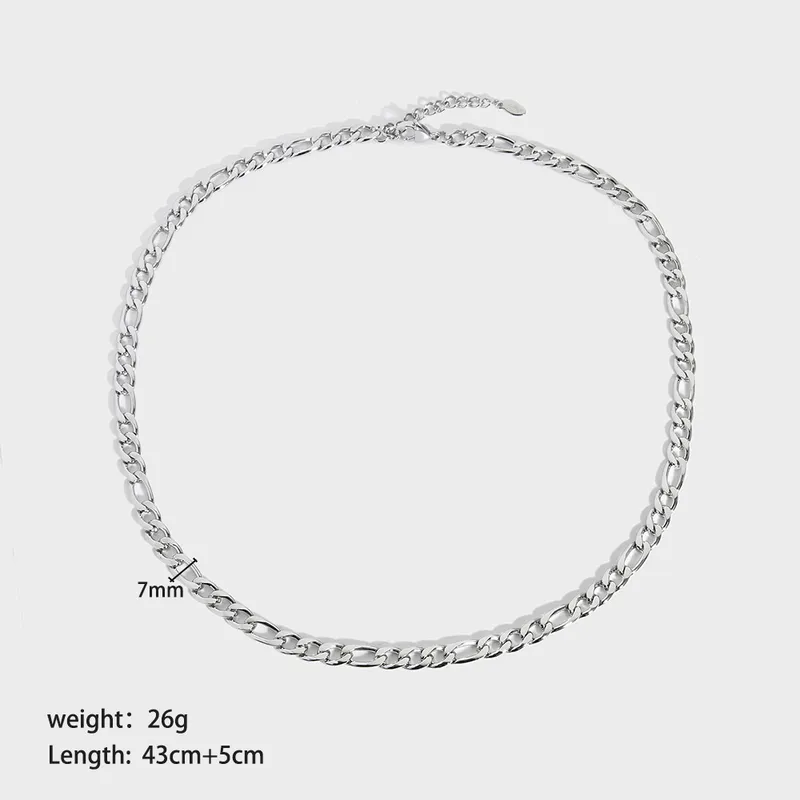Women Jewelry Large Stainless Steel Figaro Necklace