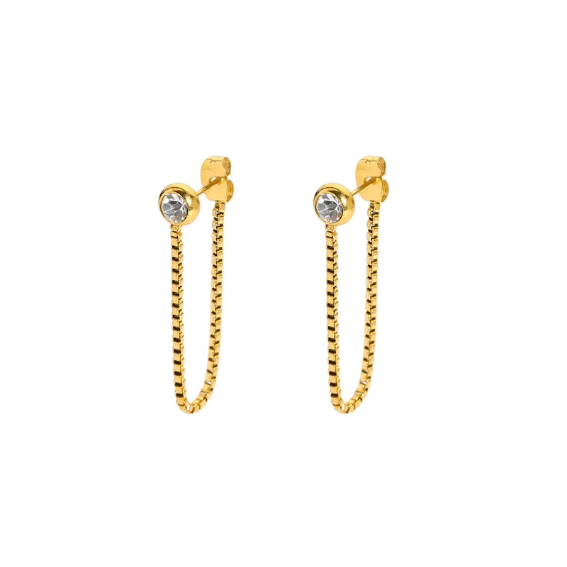 Fashion 18K Gold Plating Women Drop Stud Earrings