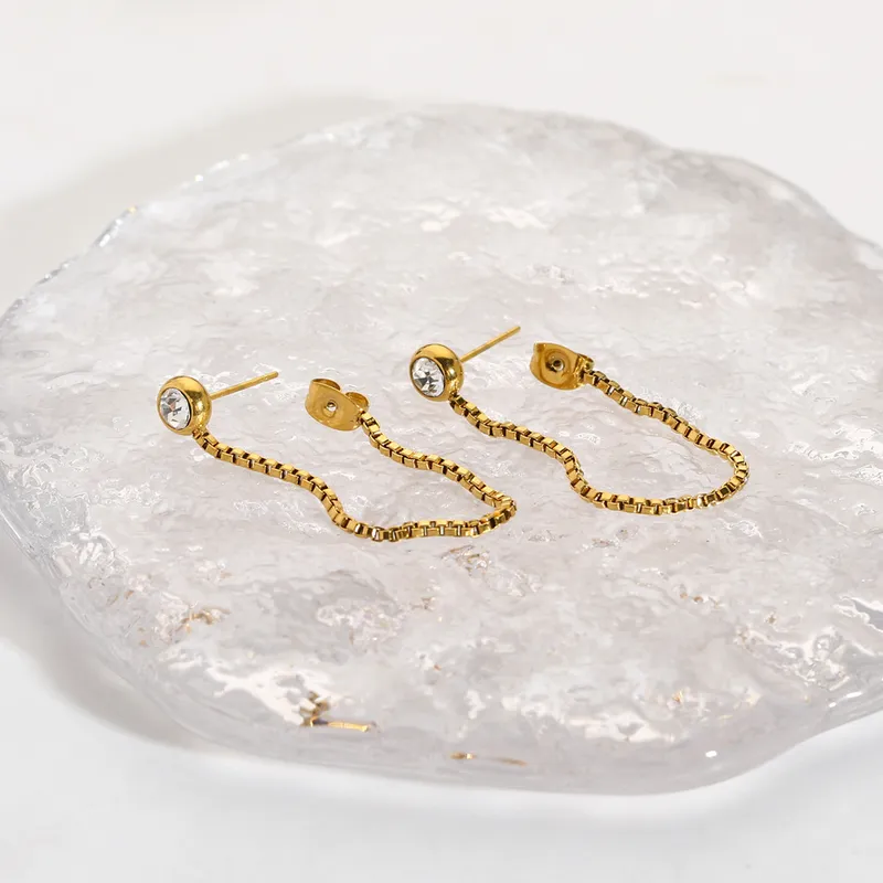 Fashion 18K Gold Plating Women Drop Stud Earrings