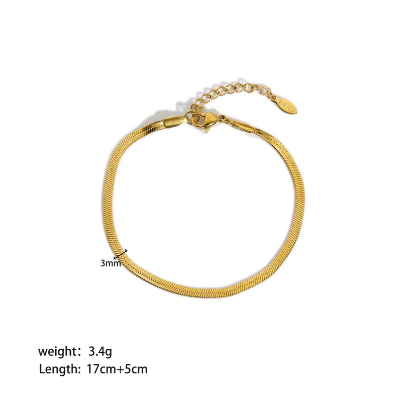 18K Gold Plated Stainless Steel Snake Chain Bracelet