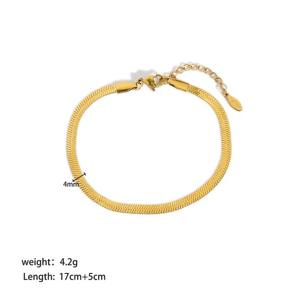 18K Gold Plated Stainless Steel Snake Chain Bracelet