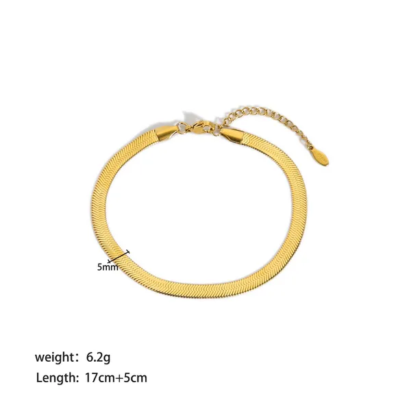 18K Gold Plated Stainless Steel Snake Chain Bracelet