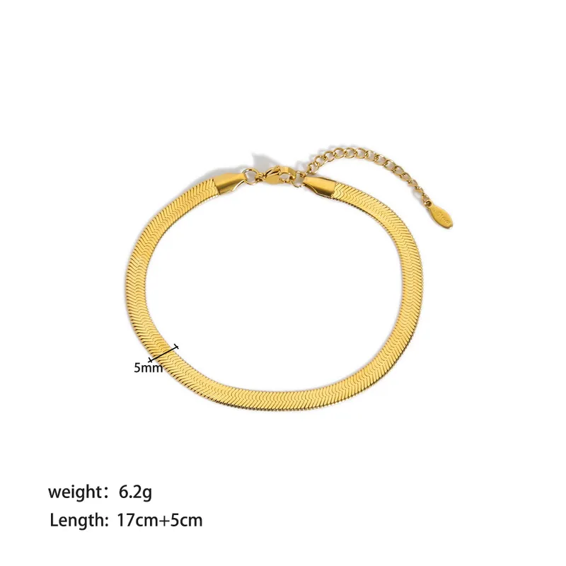 18K Gold Plated Stainless Steel Snake Chain Bracelet