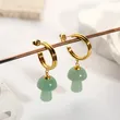 Fashion Stainless Steel Mushroom Chrysoprase Earrings