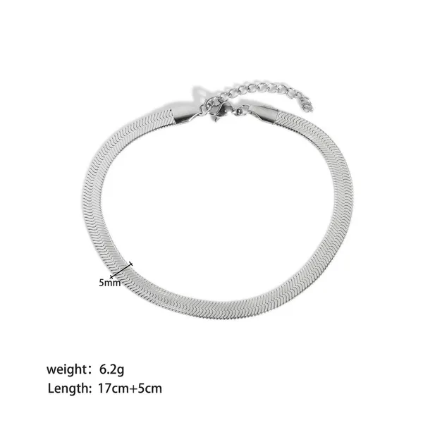Stainless Steel Flat Snake Chain Bracelet