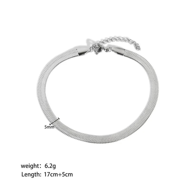 Stainless Steel Flat Snake Chain Bracelet