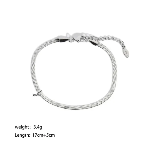 Stainless Steel Flat Snake Chain Bracelet