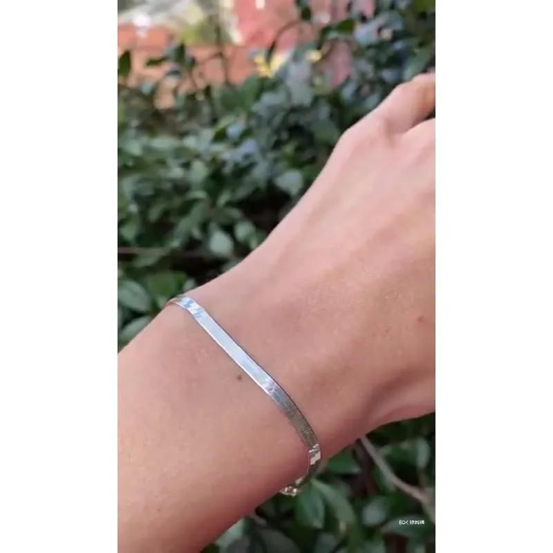 Stainless Steel Flat Snake Chain Bracelet