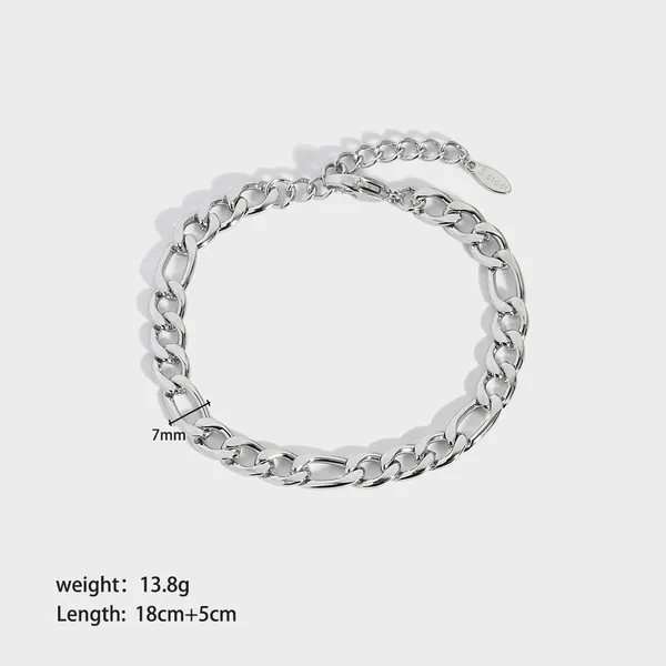 Heavy Stainless Steel Figaro Chain Bracelet