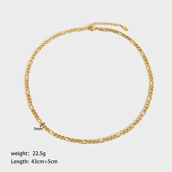 Women Jewelry Large Stainless Steel Figaro Necklace