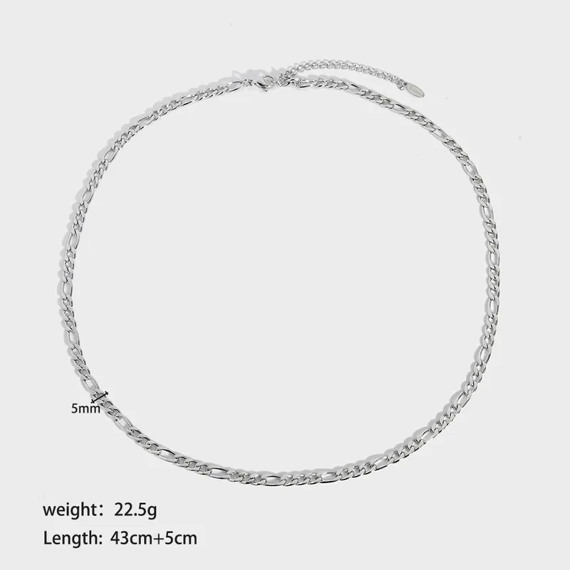 Women Jewelry Large Stainless Steel Figaro Necklace