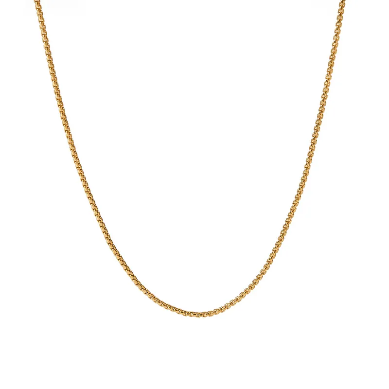 Women Jewelry Gold Plated Large Stainless Steel Box Necklace