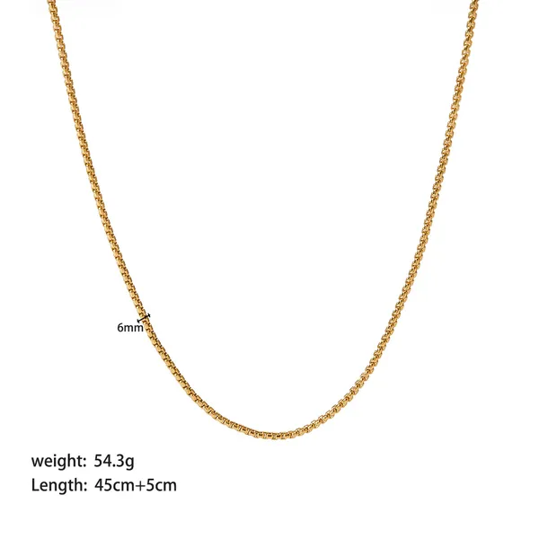 Women Jewelry Gold Plated Large Stainless Steel Box Necklace