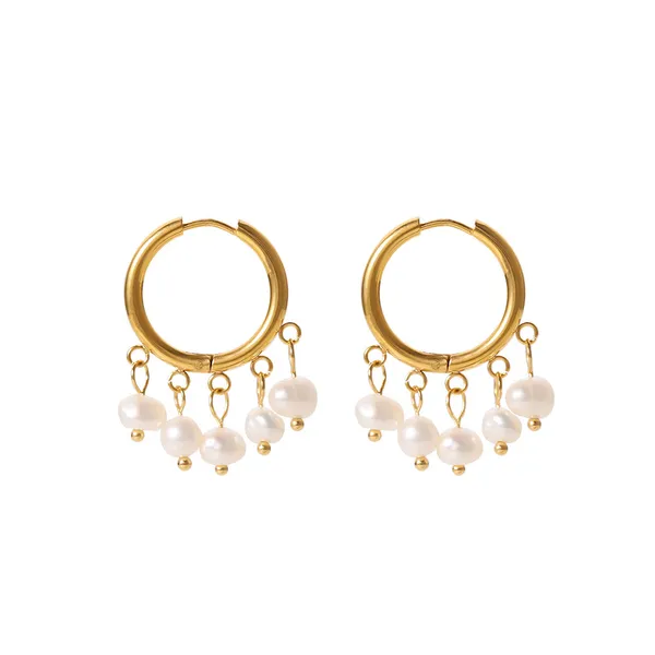 Fashion Women Pearl Huggie Earrings Hoops