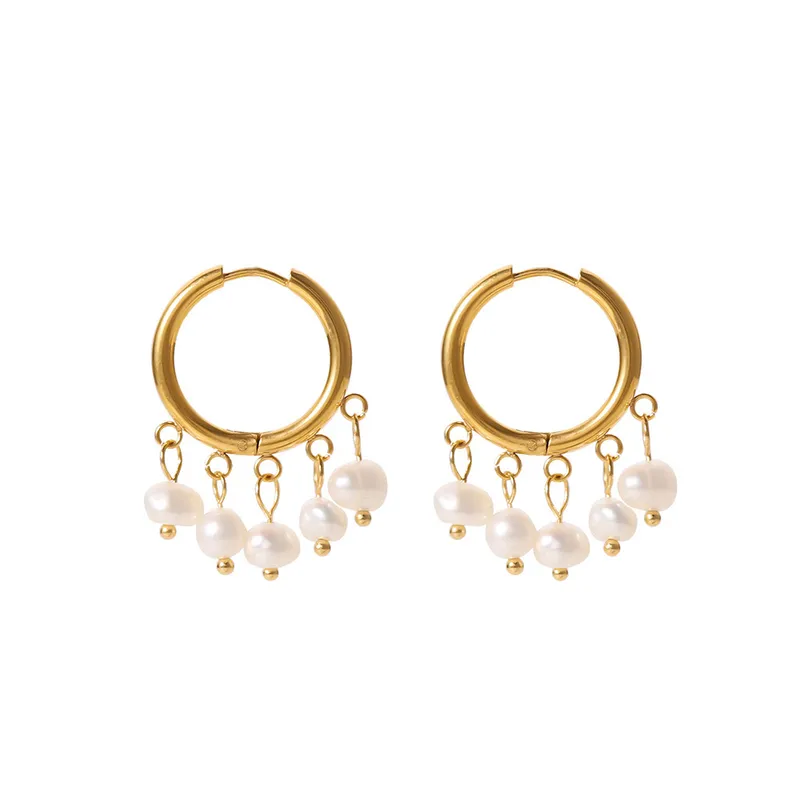 Fashion Women Pearl Huggie Earrings Hoops
